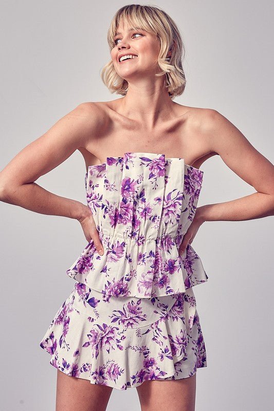 Purple Flower Off Shoulder Top - STYLED BY ALX COUTURETOPS