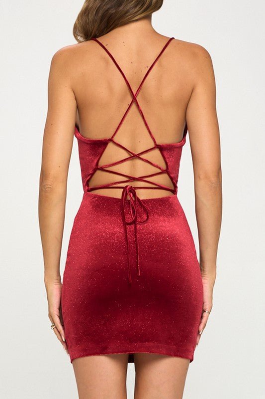 Red Cowl Neck Glitter Mini Dress – STYLED BY ALX COUTURE