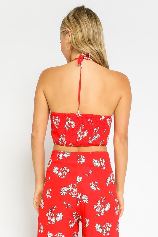 Red Floral Crop Top - STYLED BY ALX COUTUREPANTS