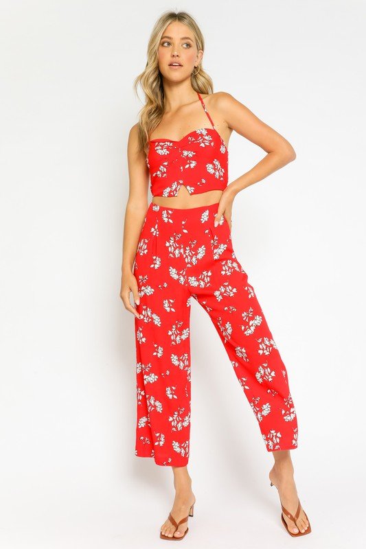 Red Floral Crop Top - STYLED BY ALX COUTUREPANTS