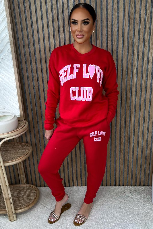 Red Self Love Club Sweatpants - STYLED BY ALX COUTUREOutfit Sets