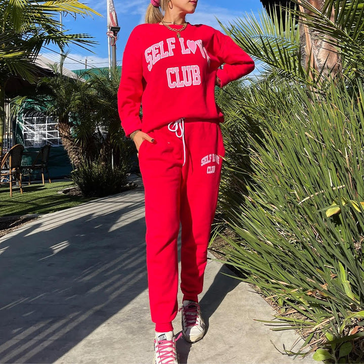 Red Self Love Club Sweatpants - STYLED BY ALX COUTUREOutfit Sets