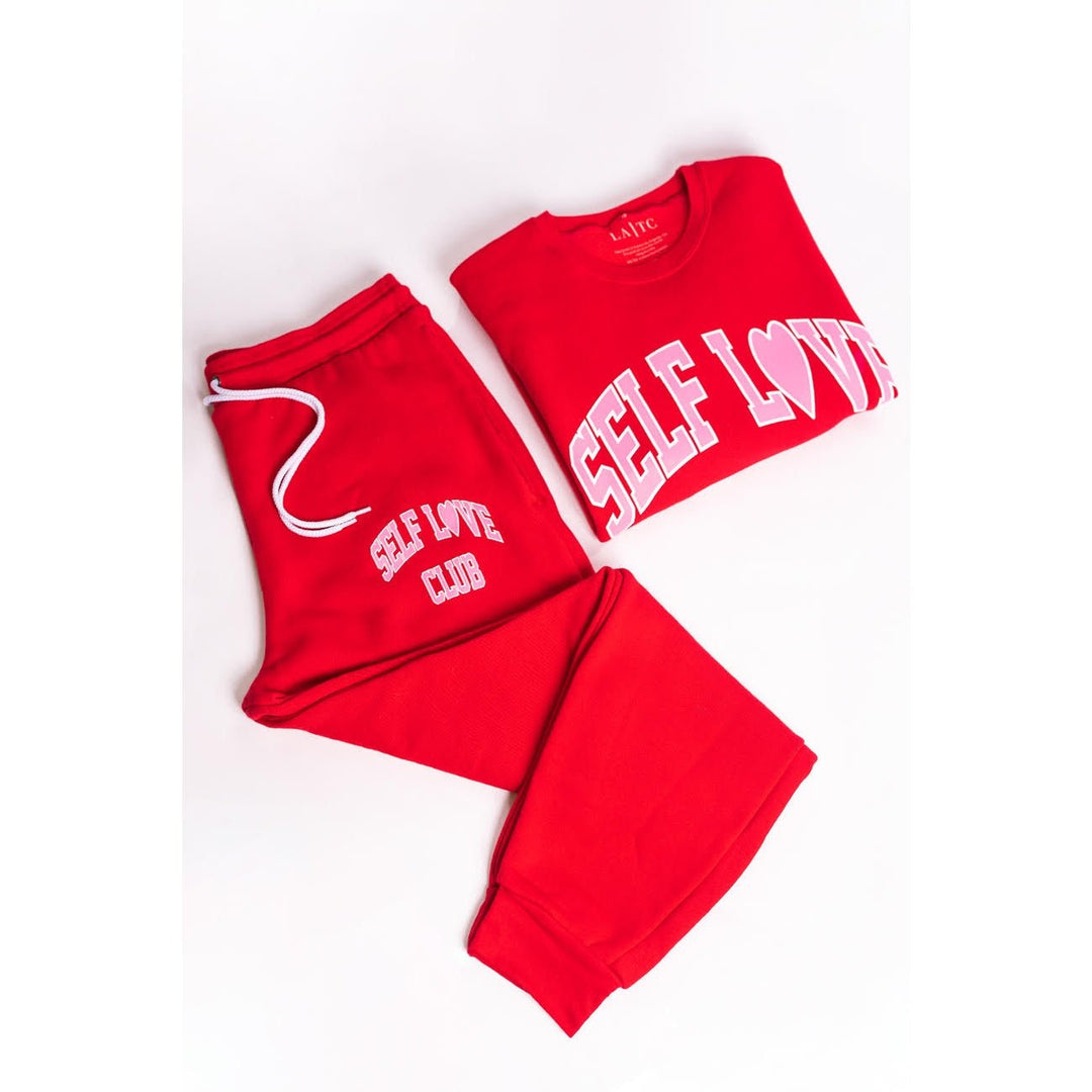 Red Self Love Club Sweatpants - STYLED BY ALX COUTUREOutfit Sets