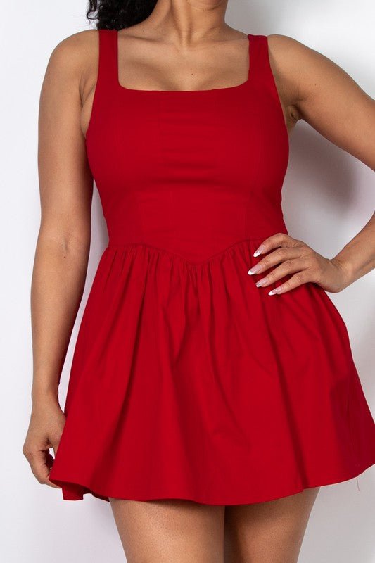 Red Square Neck Corset Dress - STYLED BY ALX COUTUREDresses