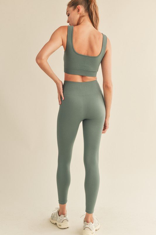 Sage Chevron Graphic Seamless Bra & Legging Set - STYLED BY ALX COUTUREOutfit Sets