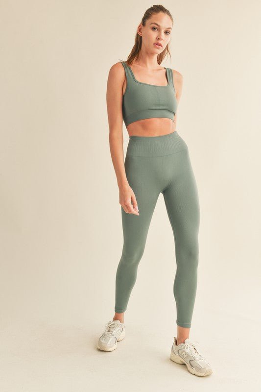 Sage Chevron Graphic Seamless Bra & Legging Set - STYLED BY ALX COUTUREOutfit Sets