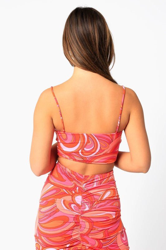 Salmon Wave Print Cropped Top - STYLED BY ALX COUTUREOutfit Sets