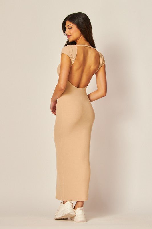 Sand Open Back Maxi Dress - STYLED BY ALX COUTUREDRESS