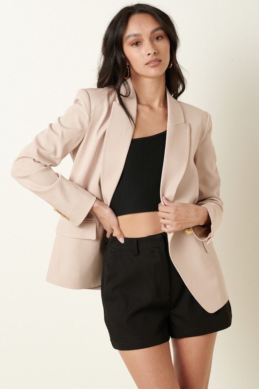Sand Tailored Blazer With Buttons - STYLED BY ALX COUTUREBlazer