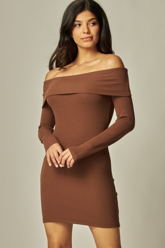 Sienna Soft Ribbed Knit Off Shoulder Dress - STYLED BY ALX COUTUREDresses