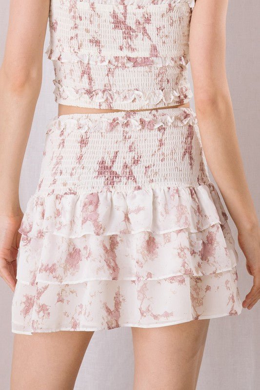 Splatter Print Smocked Mini Skirt - STYLED BY ALX COUTURESKIRTS