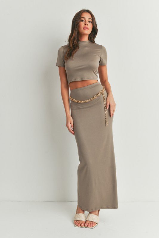 Stone Crop Top and Maxi Skirt Set - STYLED BY ALX COUTUREOutfit Sets