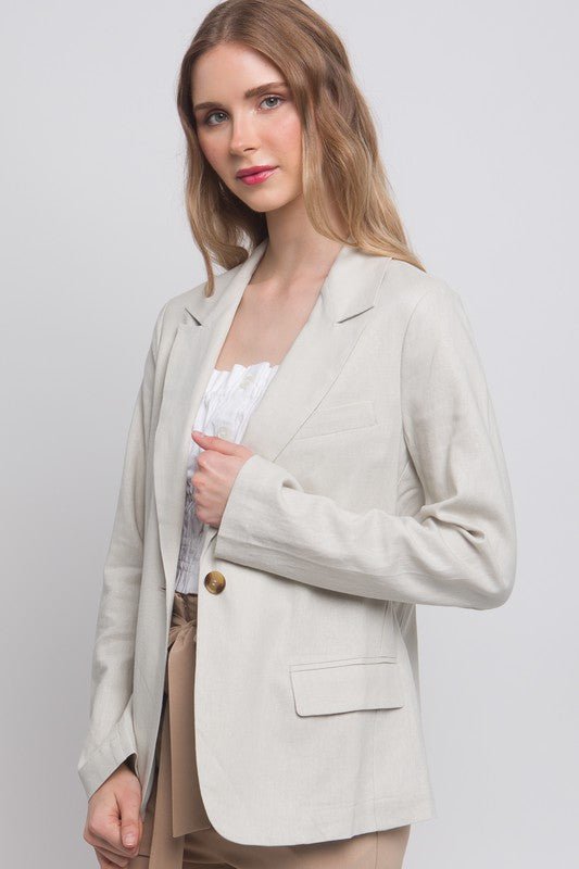 Stone Linen Classic Look Fine Blazer - STYLED BY ALX COUTUREBlazer