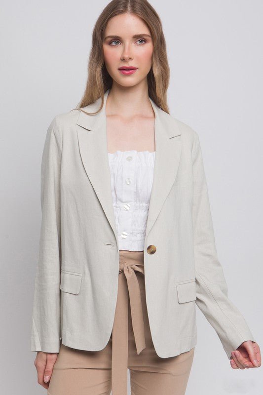 Stone Linen Classic Look Fine Blazer - STYLED BY ALX COUTUREBlazer