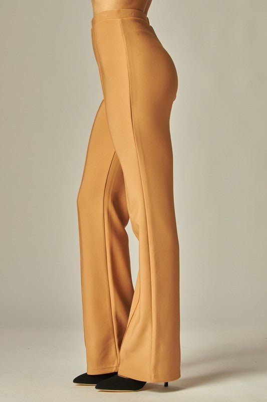 Tan Scuba High Rise Tailored Pants - STYLED BY ALX COUTUREPants