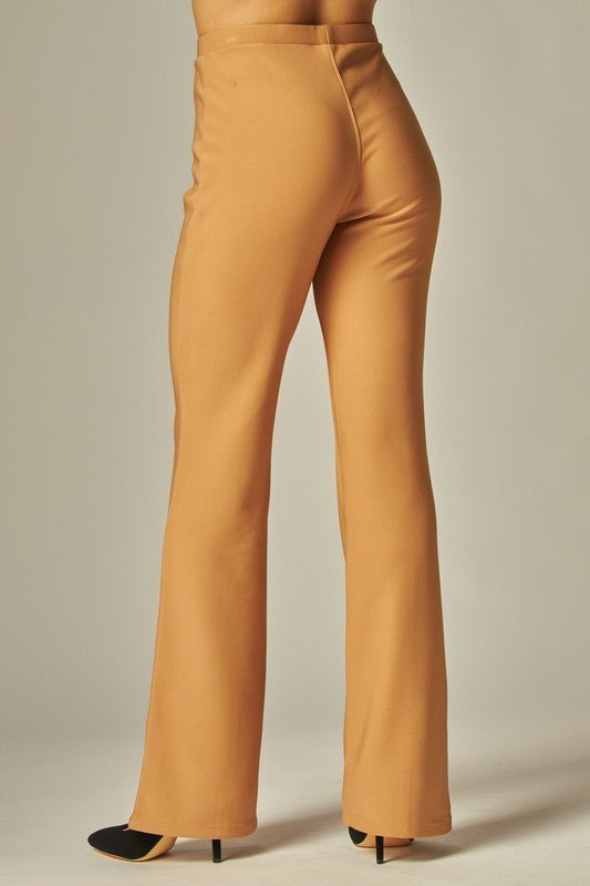 Tan Scuba High Rise Tailored Pants - STYLED BY ALX COUTUREPants