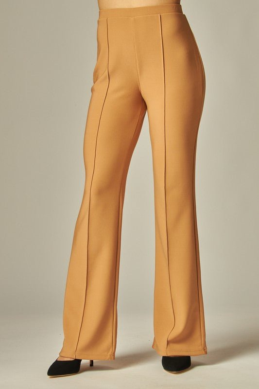 Tan Scuba High Rise Tailored Pants - STYLED BY ALX COUTUREPants