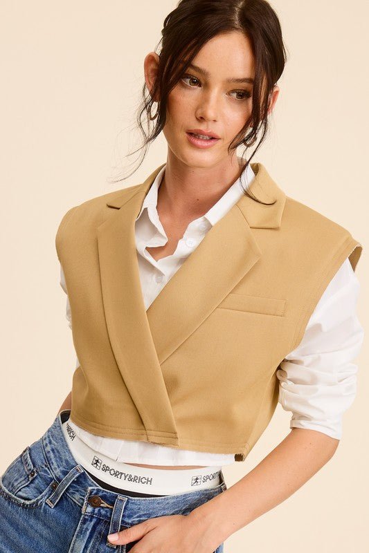 Taupe Billie Vest Top - STYLED BY ALX COUTUREShirts & Tops