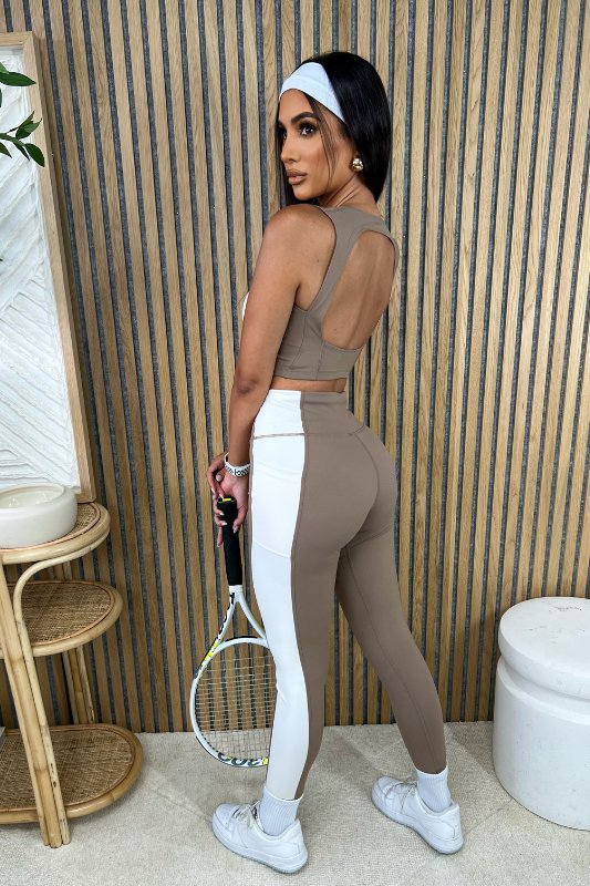 Taupe Bustier Inspired Crop Top Legging Set - STYLED BY ALX COUTUREOutfit Sets