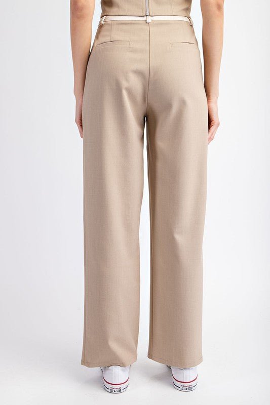 Taupe Cream Contrast Satin Wide Pants *PRE* - STYLED BY ALX COUTUREPANTS