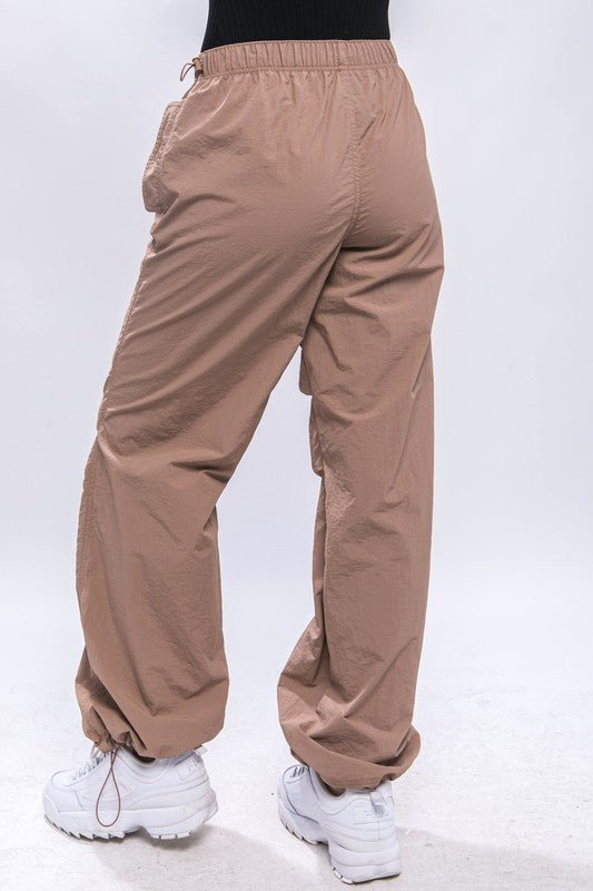 Taupe Loose Fit Parachute Pants - STYLED BY ALX COUTUREPANTS