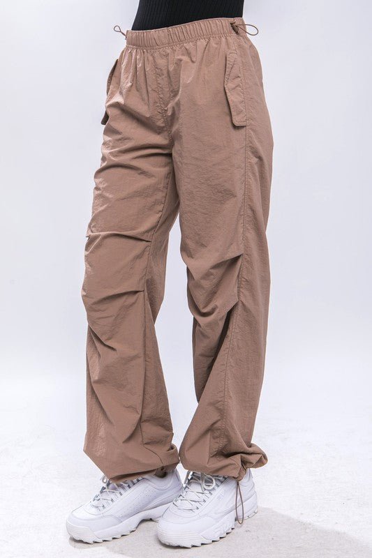 Taupe Loose Fit Parachute Pants - STYLED BY ALX COUTUREPANTS