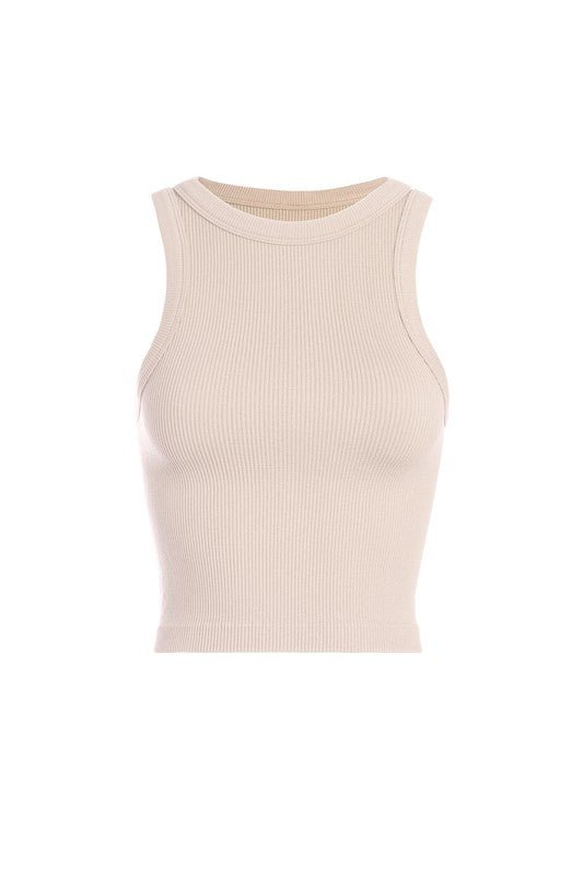 Taupe Ribbed Basic Tank - STYLED BY ALX COUTUREShirts & Tops