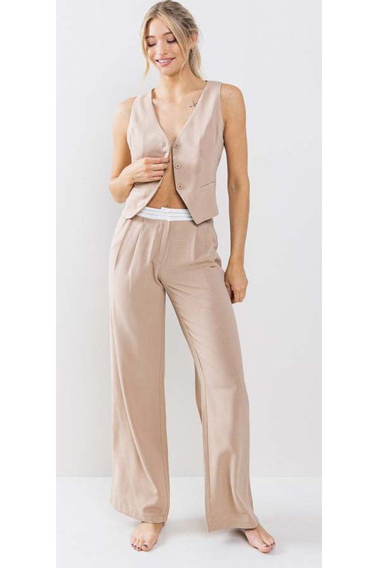 Taupe Suit Vest Pant Set - STYLED BY ALX COUTUREOutfit Sets