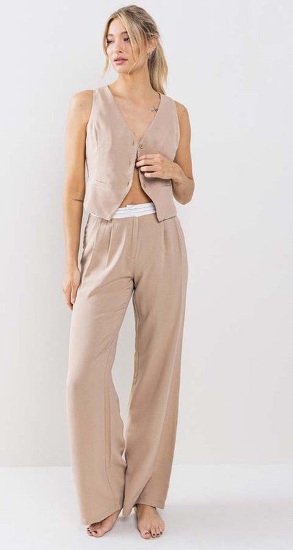 Taupe Suit Vest Pant Set - STYLED BY ALX COUTUREOutfit Sets