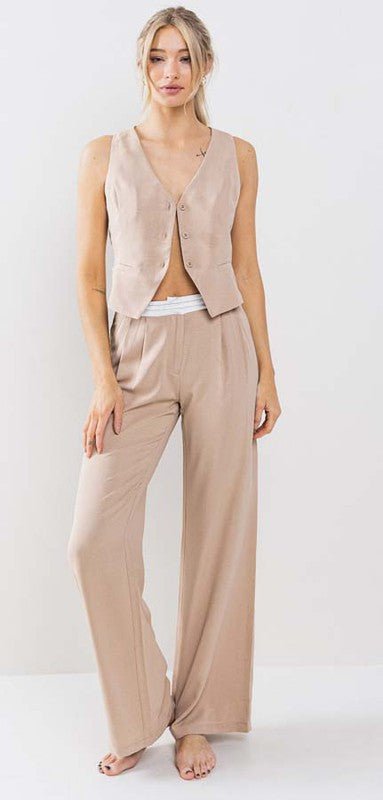 Taupe Suit Vest Pant Set - STYLED BY ALX COUTUREOutfit Sets