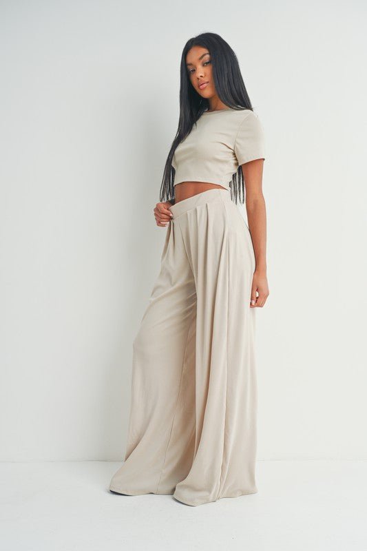 Taupe Top Wide Leg Pants Set - STYLED BY ALX COUTUREOutfit Sets