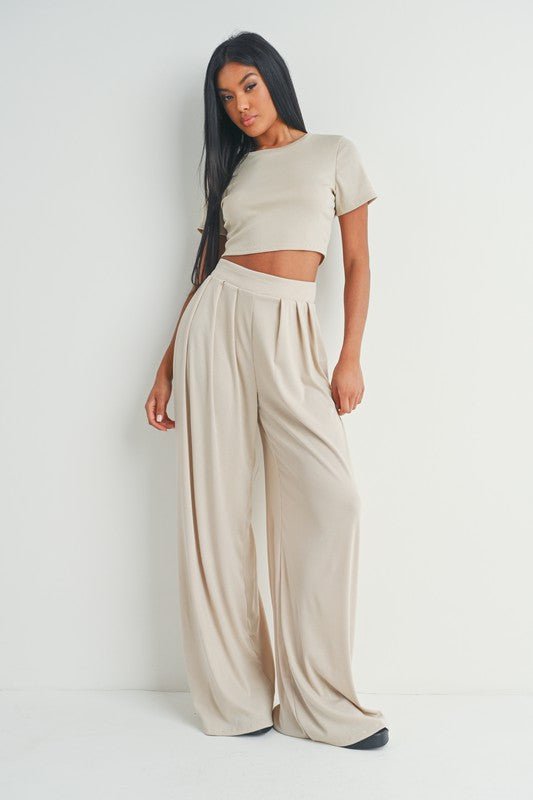 Taupe Top Wide Leg Pants Set - STYLED BY ALX COUTUREOutfit Sets