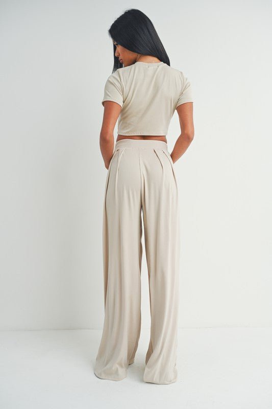 Taupe Top Wide Leg Pants Set - STYLED BY ALX COUTUREOutfit Sets