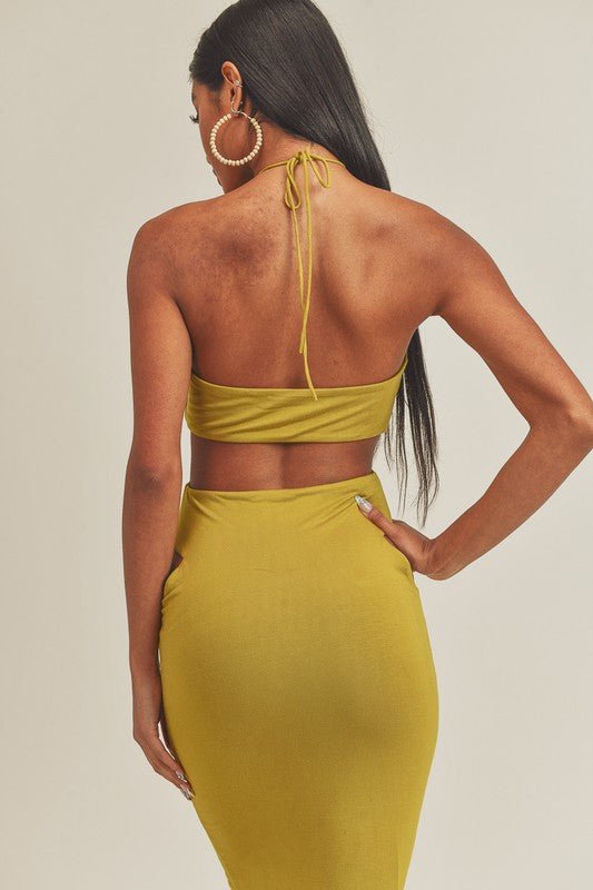 Tea Mustard Cutout Maxi Dress - STYLED BY ALX COUTUREDresses