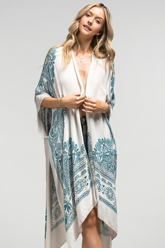 Teal Ornate Mandala Kimono - STYLED BY ALX COUTUREKIMONOS