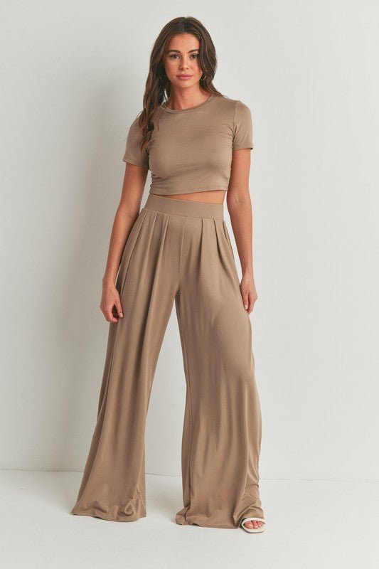 Toast Crop Top And Palazzo Pants Set - STYLED BY ALX COUTUREOutfit Sets