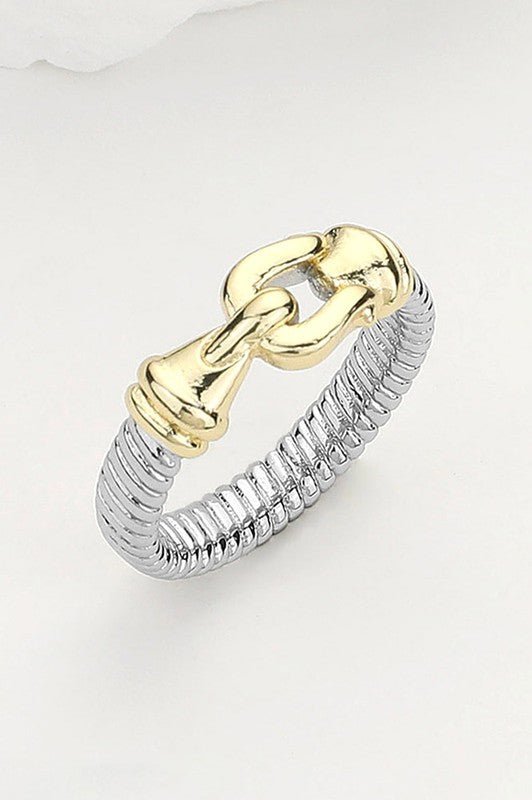 Two Tone Buckle Pointed Ring - STYLED BY ALX COUTURERING