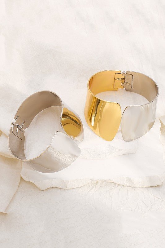 Two tone silver and gold cuff bracelet - STYLED BY ALX COUTUREBracelets