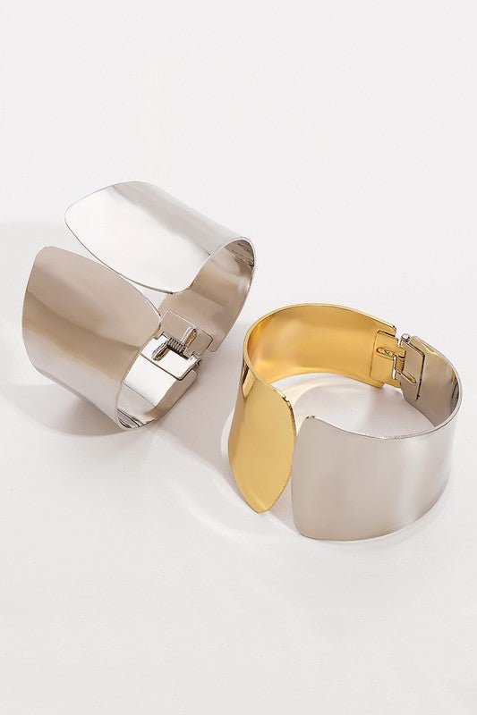 Two tone silver and gold cuff bracelet - STYLED BY ALX COUTUREBracelets