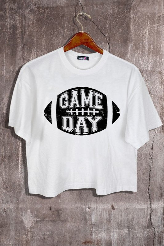 White Black Game Day Football Graphic Crop Tee - STYLED BY ALX COUTUREShirts & Tops