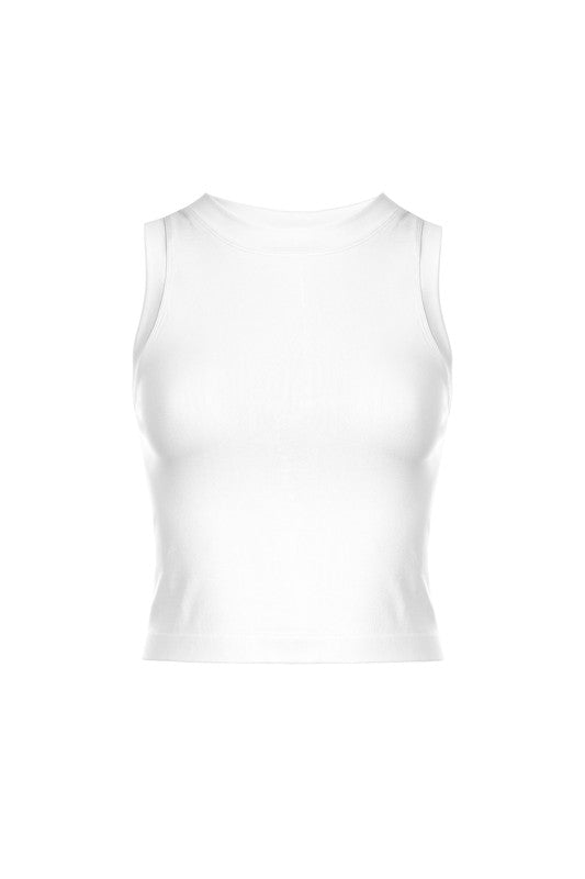 White Cropped Seamless Muscle Tank - STYLED BY ALX COUTUREShirts & Tops