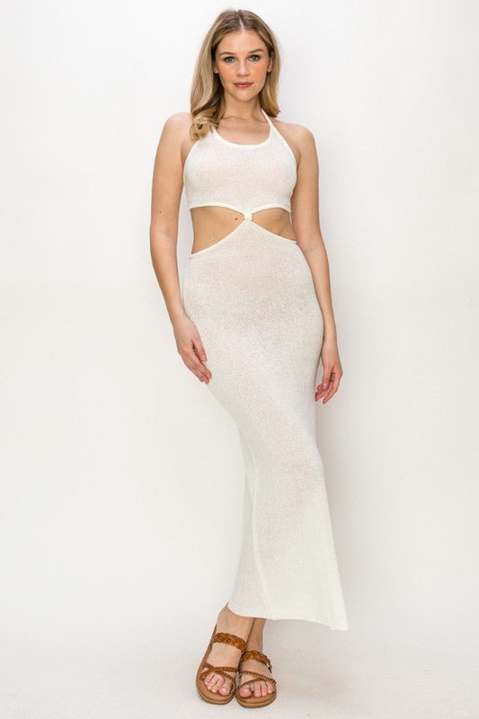 White Cutout knit maxi dress - STYLED BY ALX COUTUREDRESS