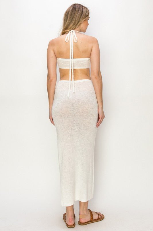 White Cutout knit maxi dress - STYLED BY ALX COUTUREDRESS