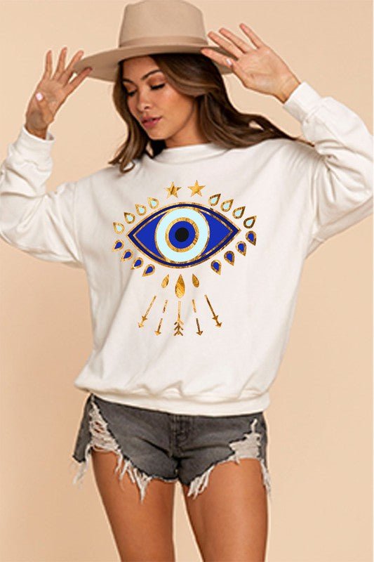 White Evil Eye Sweatshirt - STYLED BY ALX COUTUREOutfit Sets