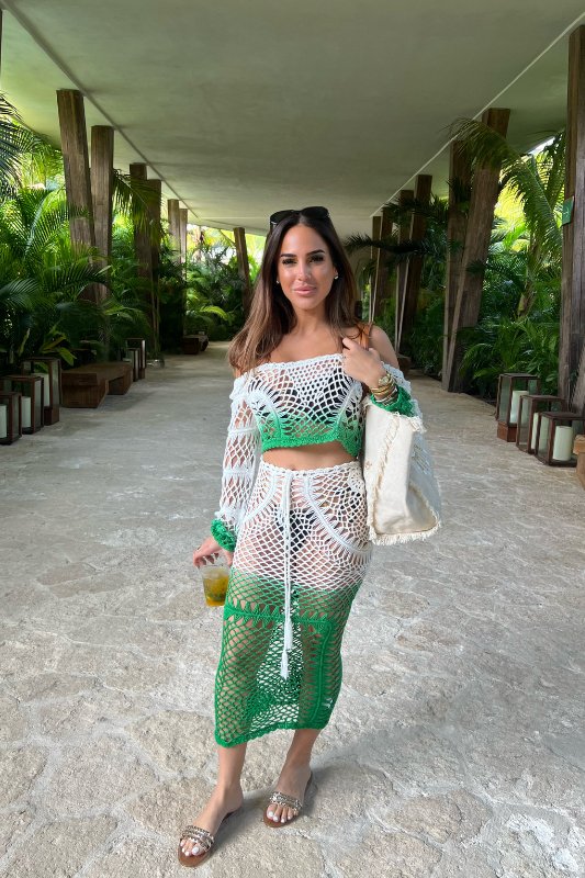 White Green Mermaid Swim Coverup Set - STYLED BY ALX COUTUREOutfit Sets