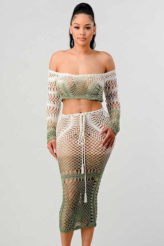 White Green Mermaid Swim Coverup Set - STYLED BY ALX COUTUREOutfit Sets