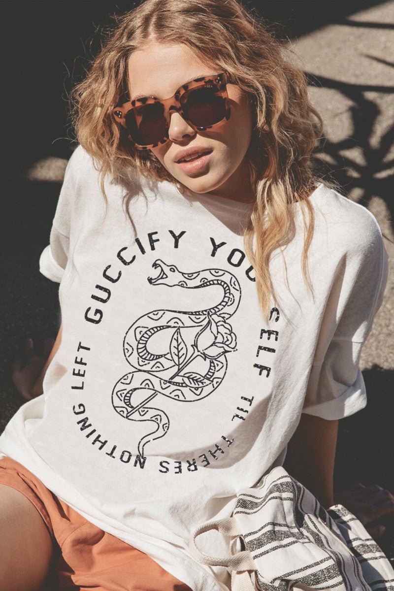 White Guxxify Yourself Graphic Tee - STYLED BY ALX COUTURETOPS