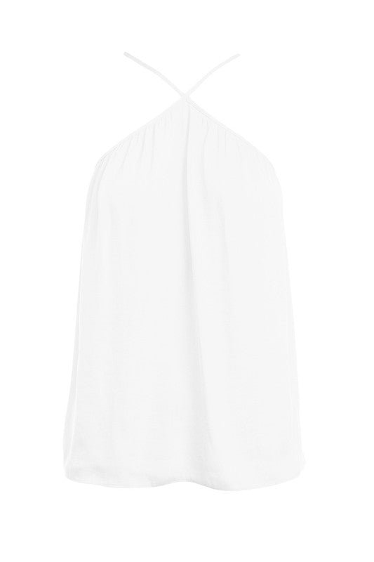 White Halter High Neck Swing Top - STYLED BY ALX COUTURETOPS