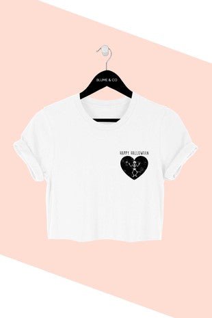 White Happy Halloween Heart T - Shirt - STYLED BY ALX COUTUREShirts & Tops