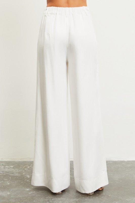 White High Waist Elastic Back Pants - STYLED BY ALX COUTUREPANTS